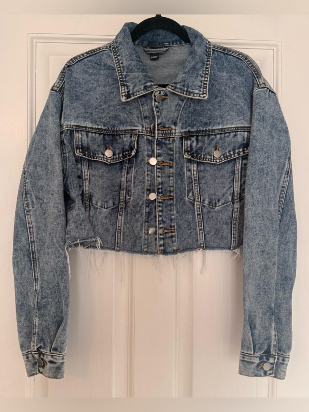 Windsor Light Blue Cropped Denim Fabric Jacket Large